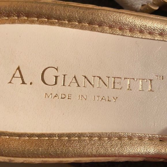 A. GIANNETTI Italian Leather Wedge Espadrille Thong Sandals - Picture 6 of 11